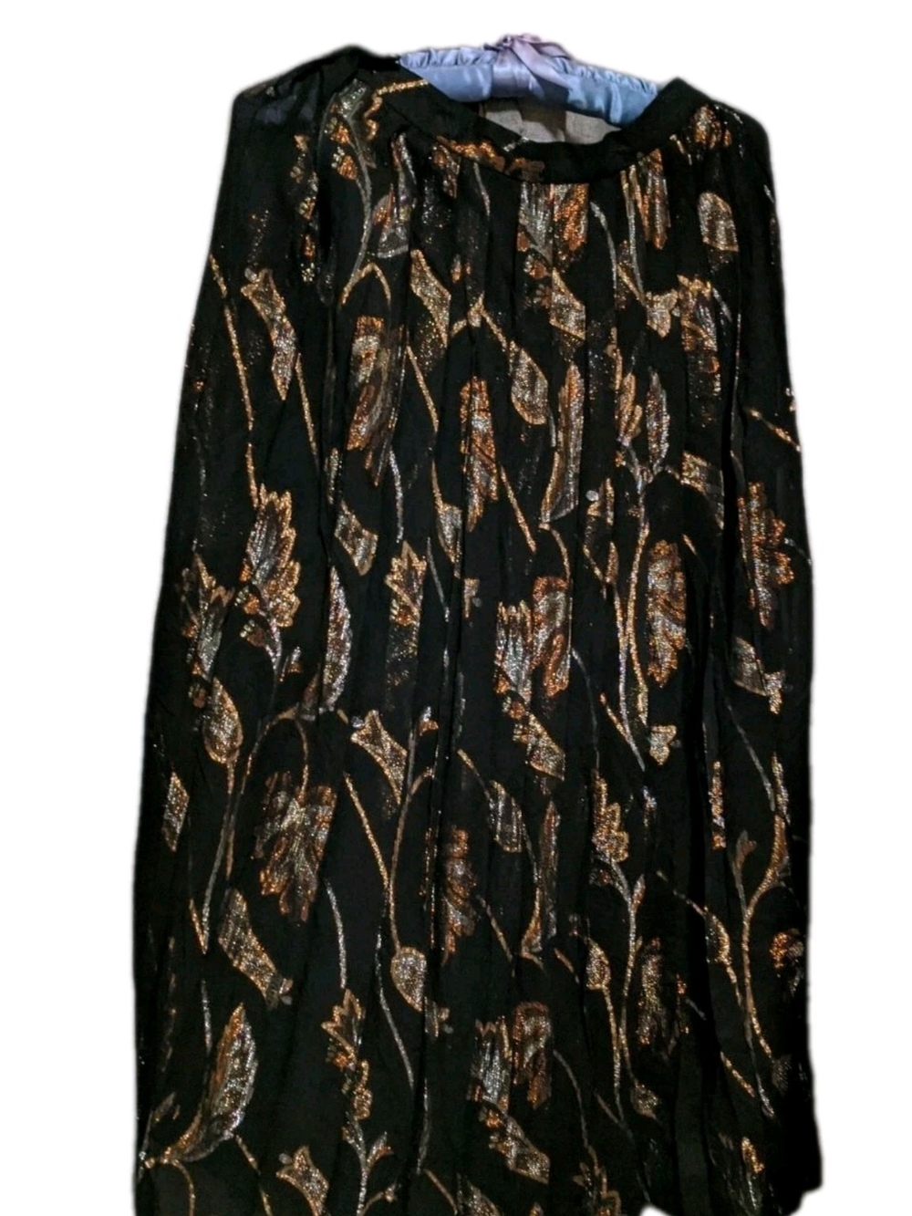 Couture Evan Picone 80s Maxi skirt  sheer  Black Gold metallic  size 6